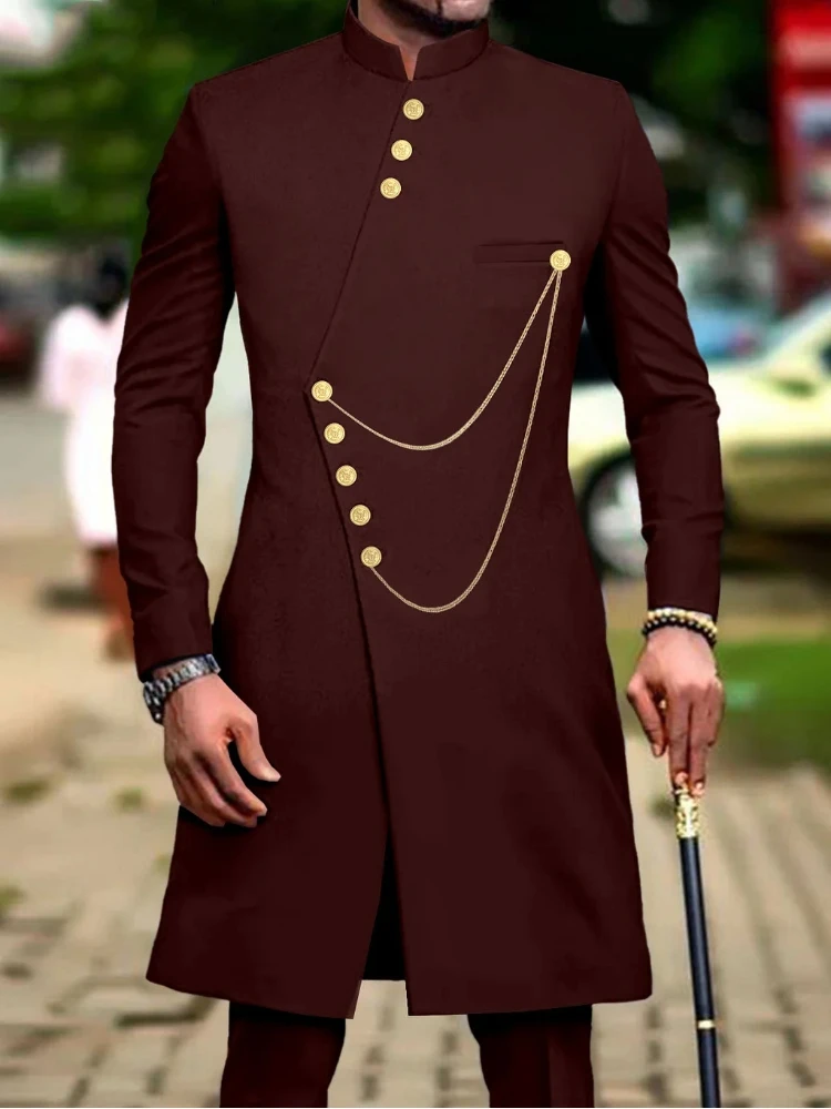 Men's fashion luxury solid color dress two-piece set
