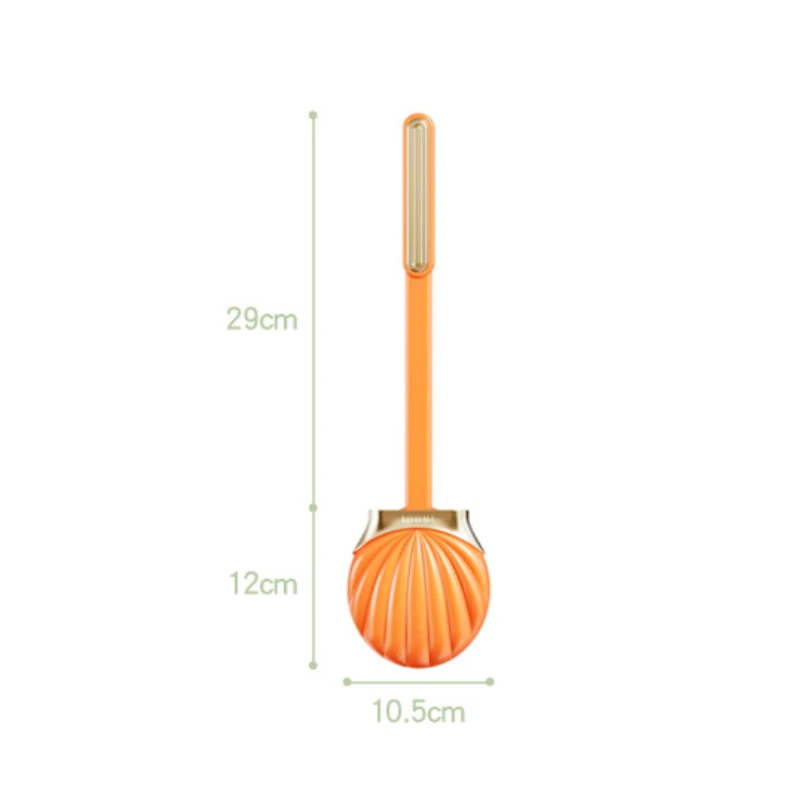 Silicone Toilet Brush Long Handle Flat Toilet Brush With Shell Shape Bracket Dead Angle Cleaning Free Punch Bathroom Accessories