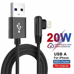 Right Angle Fast Charging Braided USB Cable with Elbow Design, Multiple Length Options - 0.25m (Black)