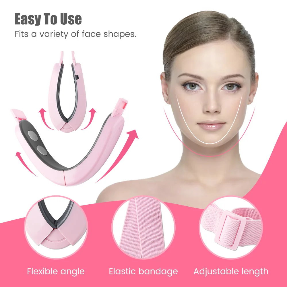 Microcurrent Face Lifting Machine Double Chin Remover EMS Facial Massager Intelligent Skin Rejuvenation Beauty Device with Voice