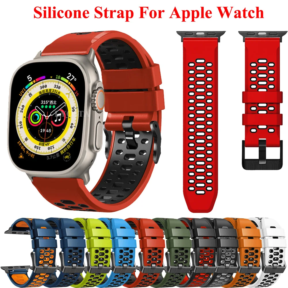 Per Apple Watch Ultra Watch Band 49Mm 45Mm 44Mm 42Mm Cinturino In Silicone Per Apple Watch Se Iwatch Series 8 7 6 5 4 3 Link Bracciale