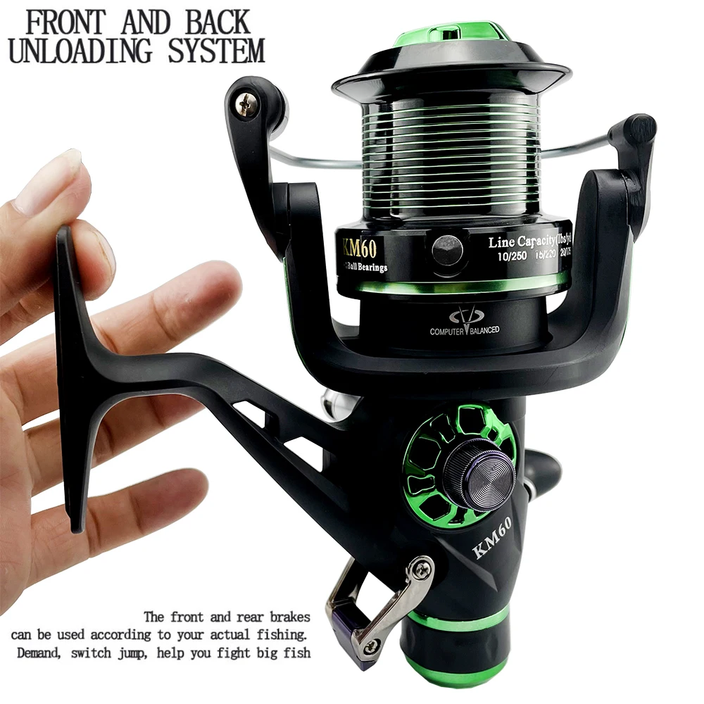 Distant Wheel Sea Surf Spinning Reels Powerful Fishing Reel Double Brake  Saltwater Freshwater Fishing Boat Coil Accesorios