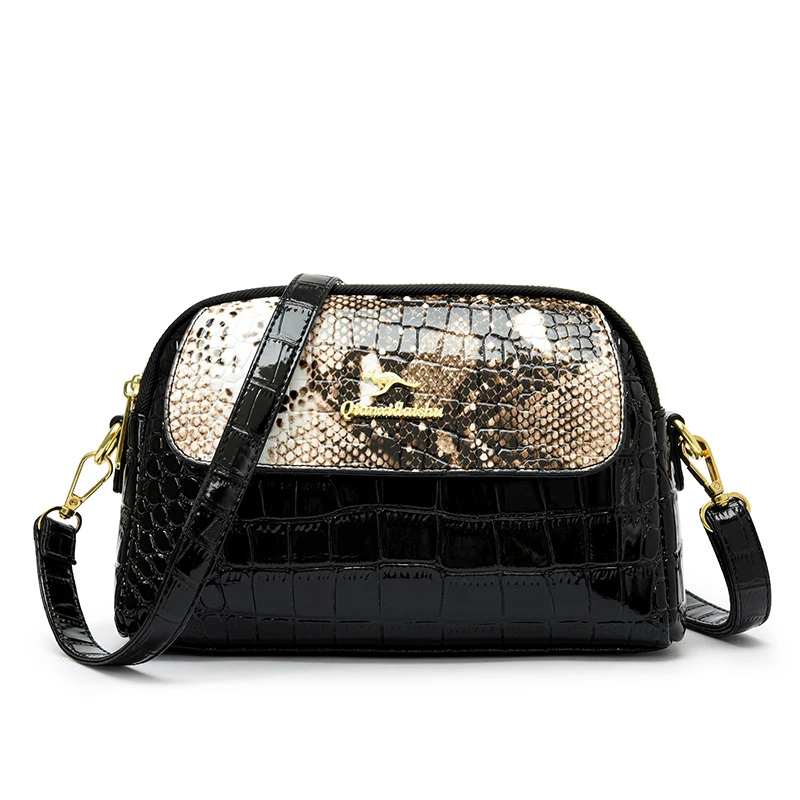 thumbnail image 1 of Bolso de mano con relieve de cocodrilo, bolso de mano de piel de charol con diseño a juego de colores, bolso bandolera grande informal de moda, 1 of 5