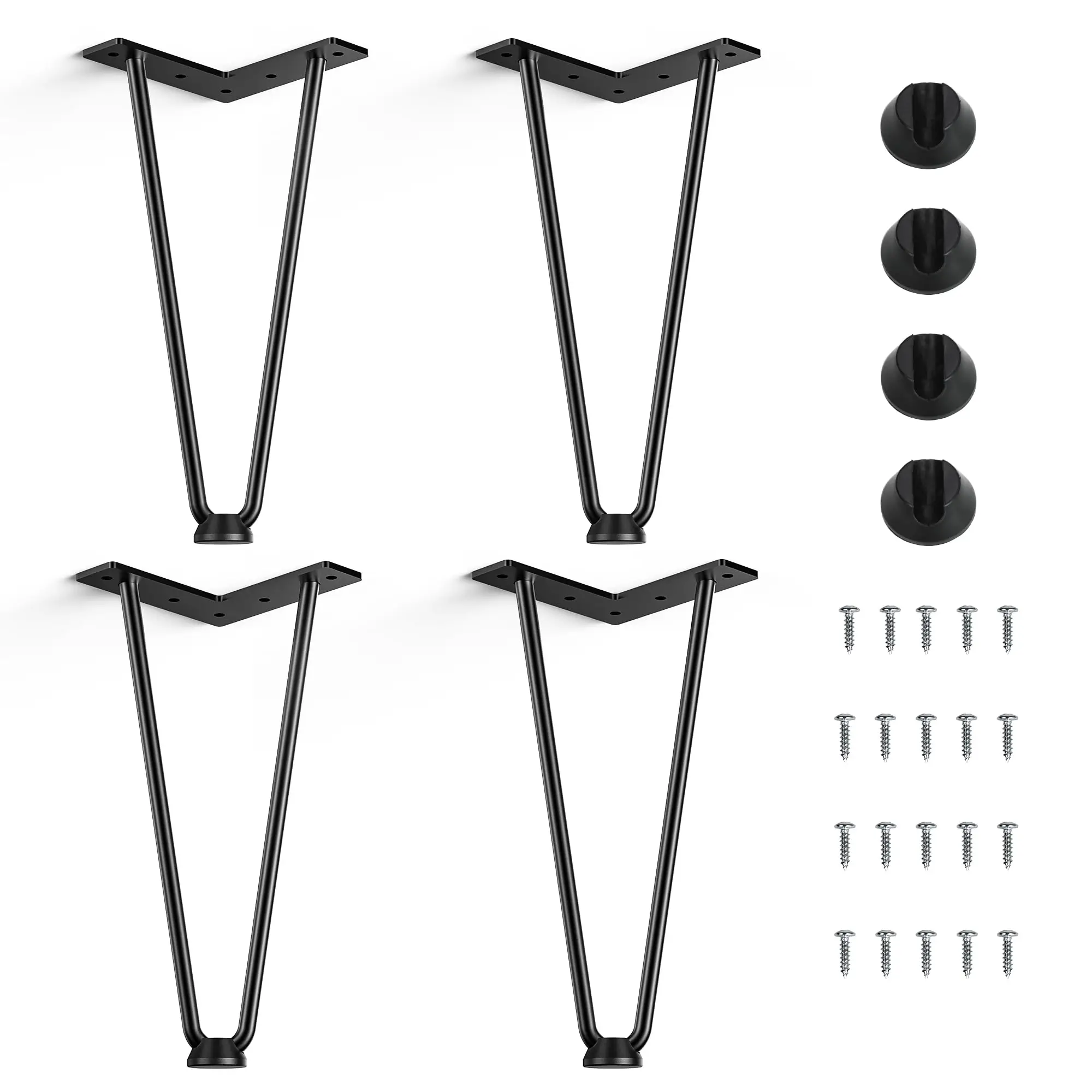 

4Pcs Furniture Legs Metal Table Legs 50.8cm 3-Rod Hairpin Furniture Legs Black Heavy Duty DIY Desk Stand Bench Coffee Table Feet