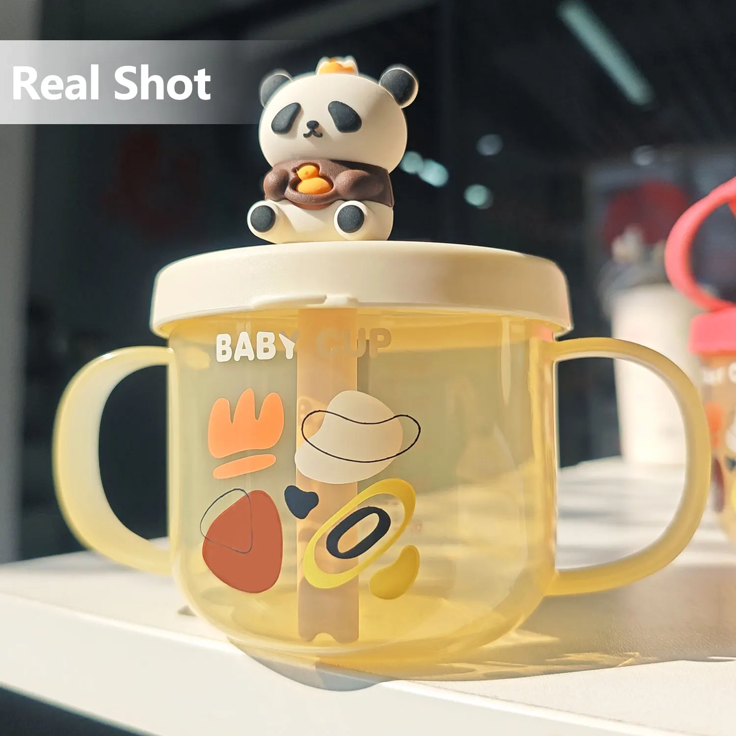300ML baby large-capacity milk cup, breakfast cup, water food-grade PP material, drop-proof and leak-proof, clear scale