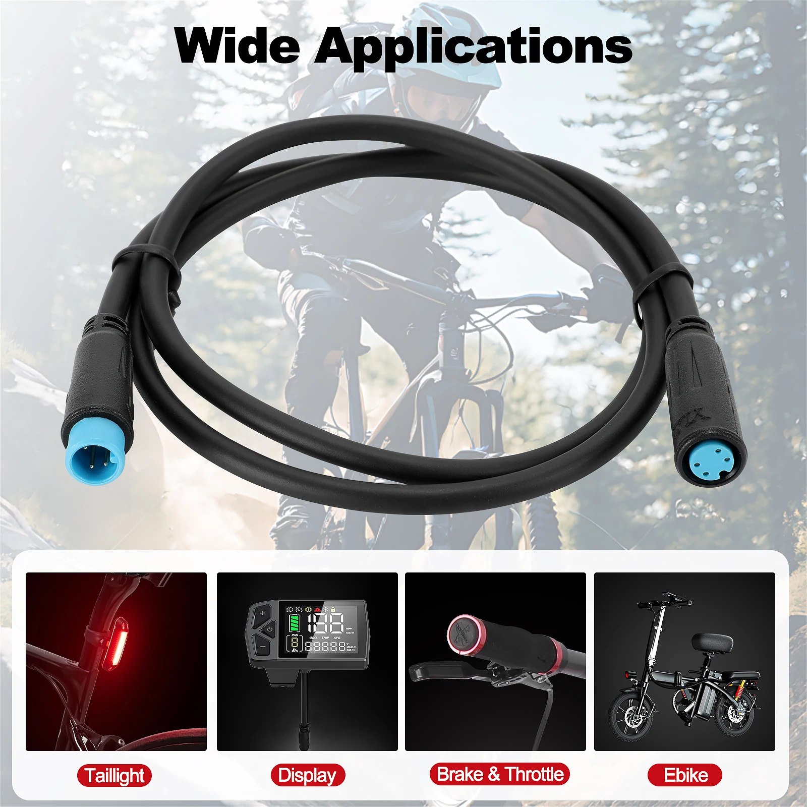 Ebike Cables 2/3/4/5/8/9 Pins Electric Bike Extension Cables for Motor Brakes Gear Sensor Display Controller Throttle