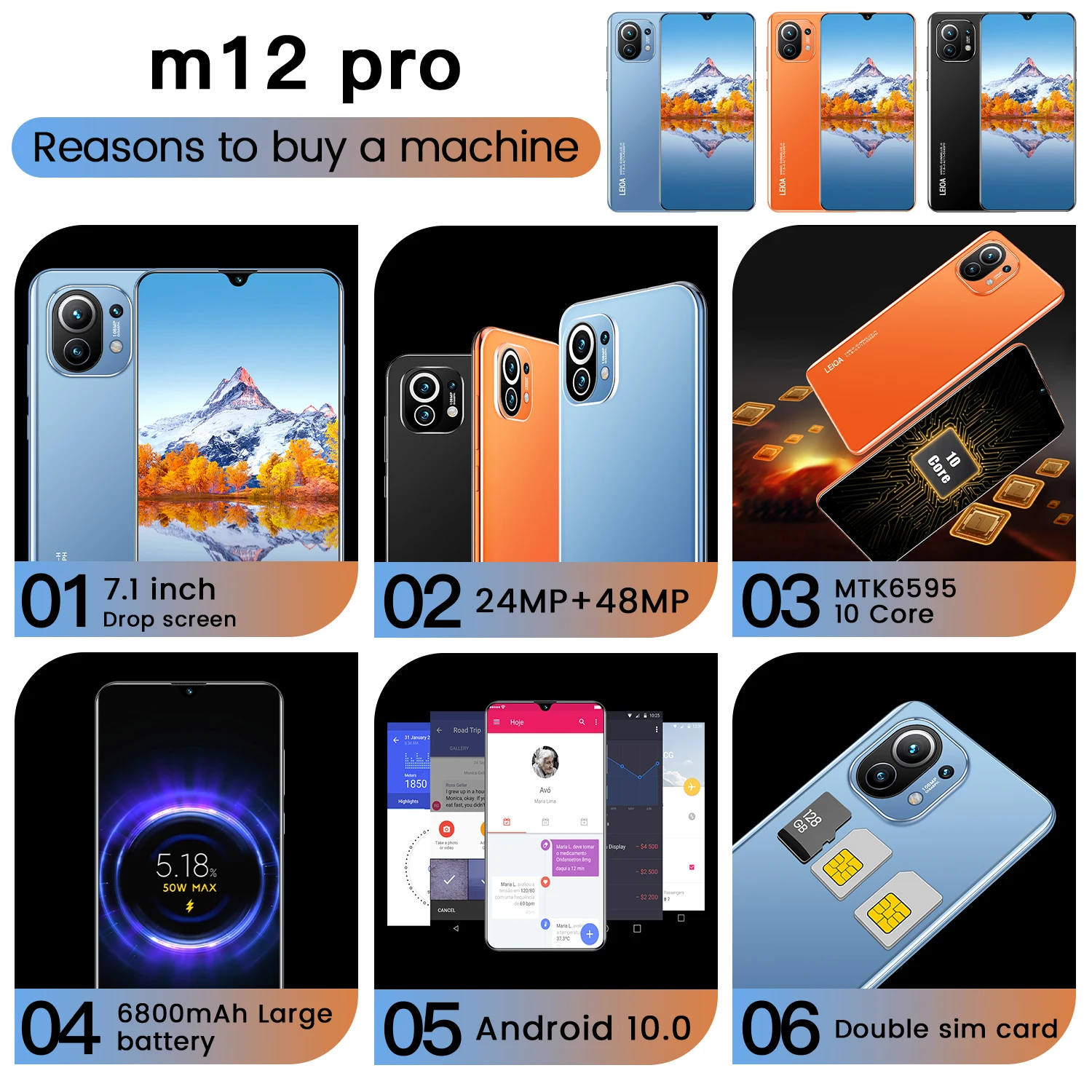 M12 Pro Min Laptop Android 7.1 Inch 16GB 512GB 6800mAh Global Version Dual SIM 5G 10 Core Bluetooth 24MP 48MP Face ID Tablet best budget tablet