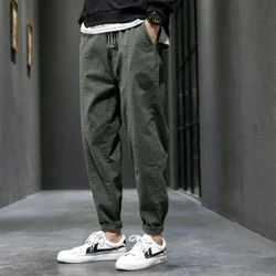 Spring Autumn Fashion Korean Solid Color Pants Man Straight Leg Loose Casual Pockets Trousers Hip Hop Streetwear Male Clothes