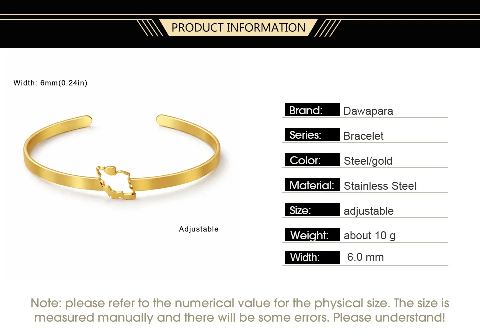 Dawapara Iran-Karte Edelstahl-Armreif Verstellbares Minimalistisches Reise-Manschettenarmband für Männer Frauen Iranischer Schmuck – Detail 2