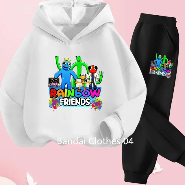 New Rainbow Friends Hoodie Sweater Sweatshirt + Pants Set Spring Fall Kids Baby Girl Boys Kids Toddler Clothes Christmas Gift 3