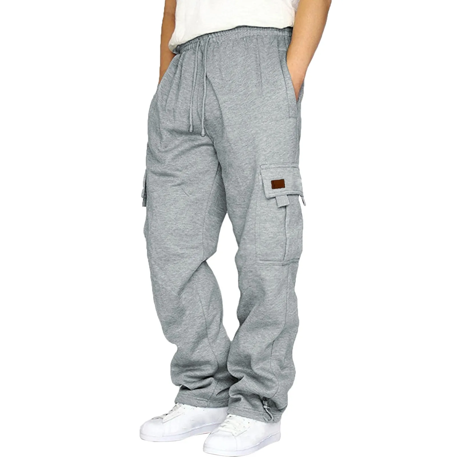 Autumn winter Men Cargo Pants Work Trousers Stretch Waist Loose Multi Pocket Casual Trousers Pants Sports Outdoor