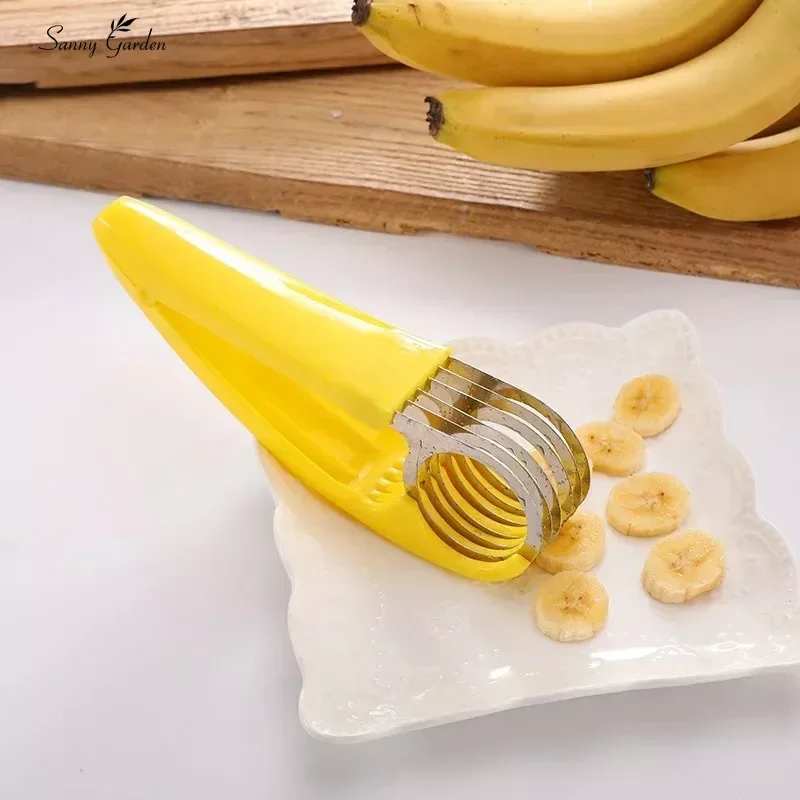 Banana Slicer Fruit Slicer Food Slicer Kitchen Accessories Banana Slicer Fruit Vegetable Sausage Slicer Stainless Steel Banana Cutter Salad Sundaes Tools Cooking Tools