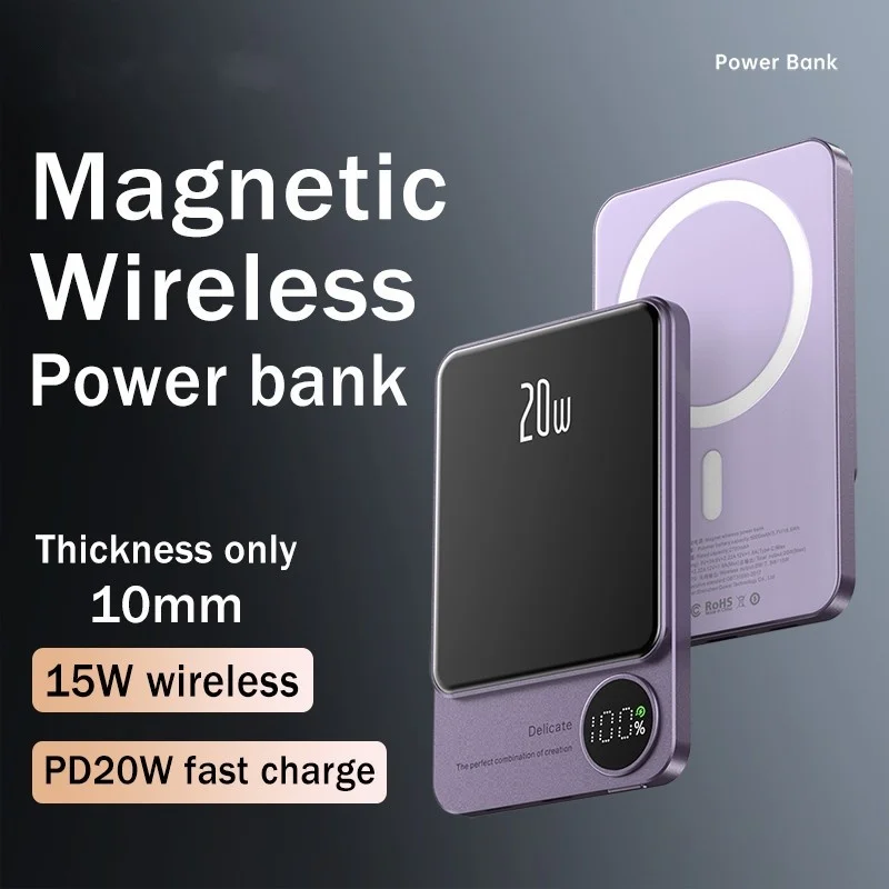 EONLINE 보조베터리 10000mAh 자기 보조베터리 무선 충전기 Mini 슬림 외부 보조 예비 배터리 대 한 iphone 12 13 14