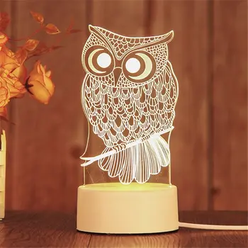 Owl Night Light Creative Acrylic LED Table Lamp 7