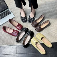 Rubber Low-Top Shoes Square Toe Shallow Mouth Flat Heel Flat BottomPU