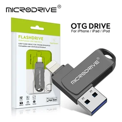 OTG Flash Drive USB3.0 for iPhone with 2 in 1 USB to lightning & usb 3.0 pendrive for iPhone 6/7/8//11/12/13 /14/ for Ipad