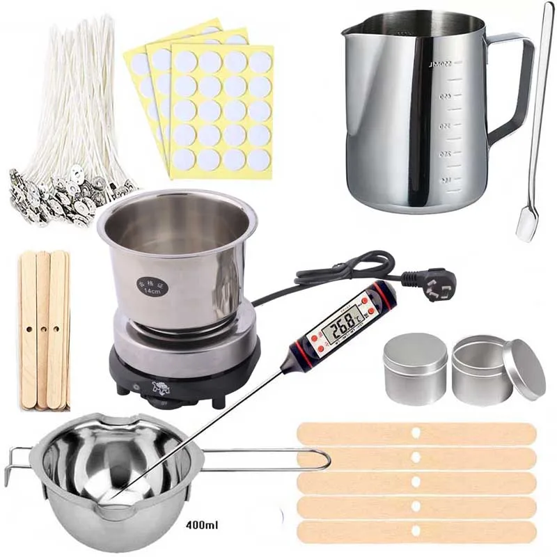 Candle Making Supplies Kit DIY Candle Wax Melting Tools Handmade Aromatherapy Jars Mould Wicks Sticker DIY Making Tool