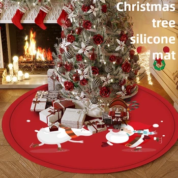 Round Christmas Tree Snowflake Holiday Rug 3