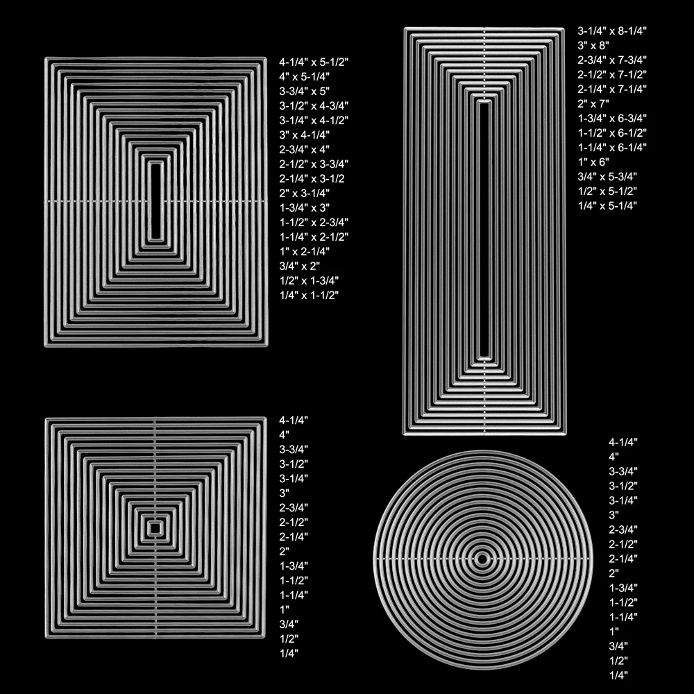 Description Picture 2 of item13-17pcs/set Nesting Circle Square Rectangle Slimline Frames Cutting Dies For Scrapbooking Cards Embossed Craft Die Cut New 2022