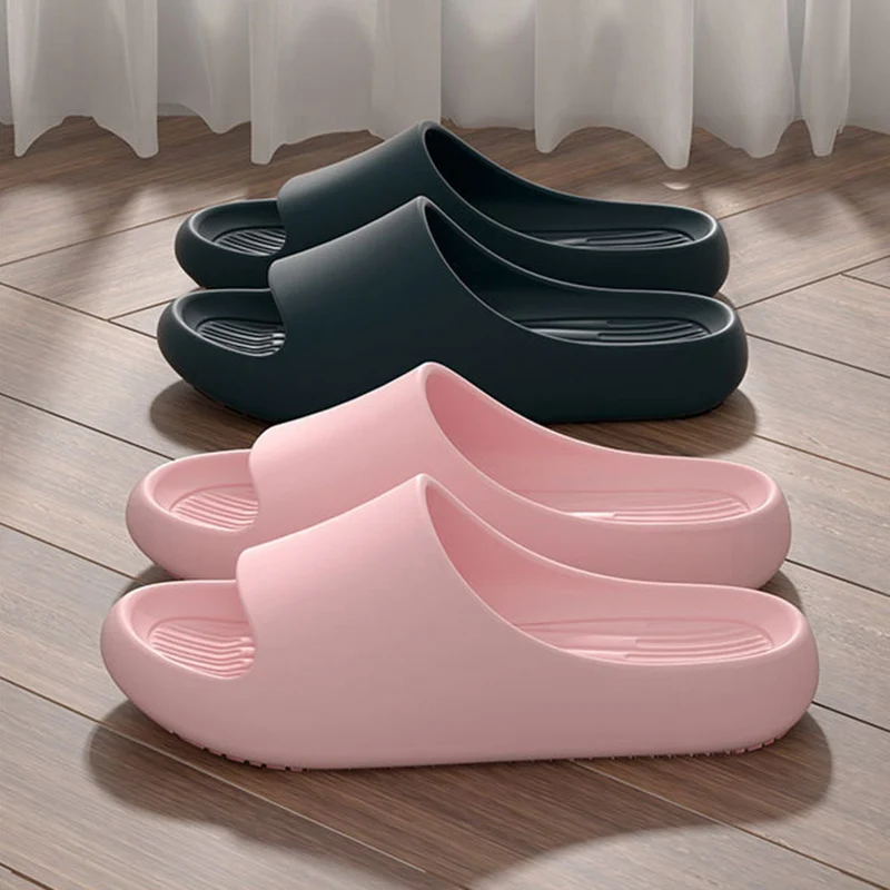 Big Size 50 51 New Summer Women's Slippers Men's Bathroom Flip Flops Concise Solid Color Shoes Home Non Slip Flats Beach Sandals 3