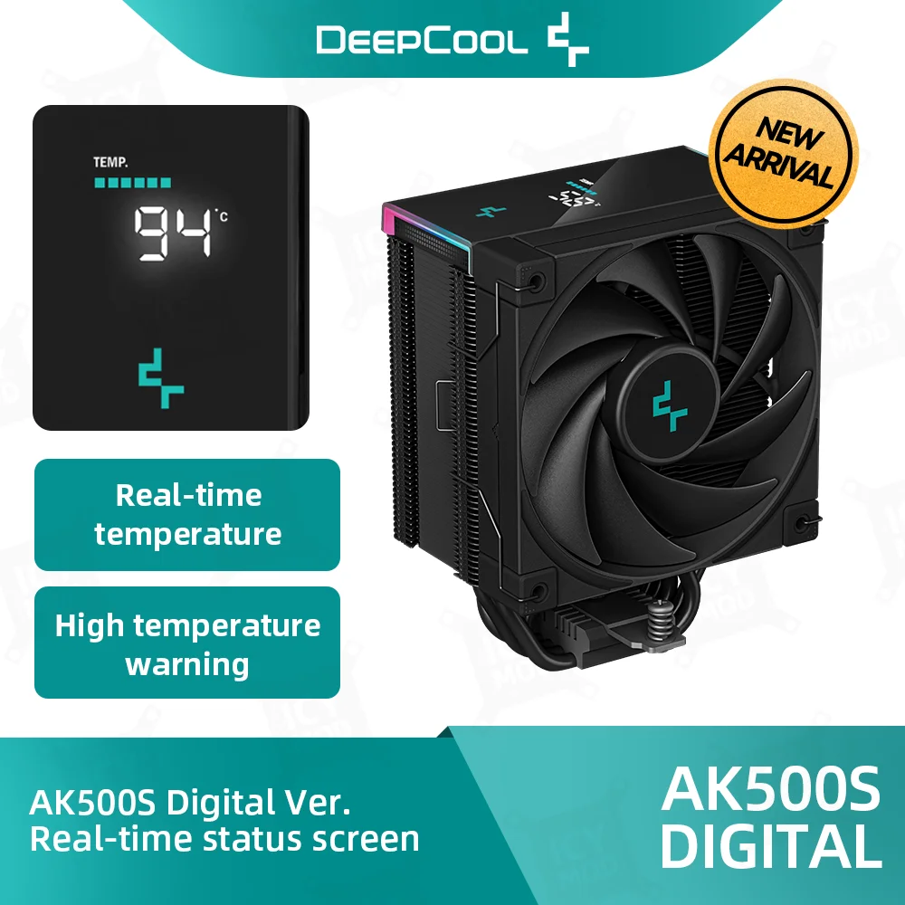 

DeepCool CPU Cooler AK500S Digital for AM5 1850 RPM PWM Real-time Display CPU Air Cooler with 5 Heatpipe Chip Cooling