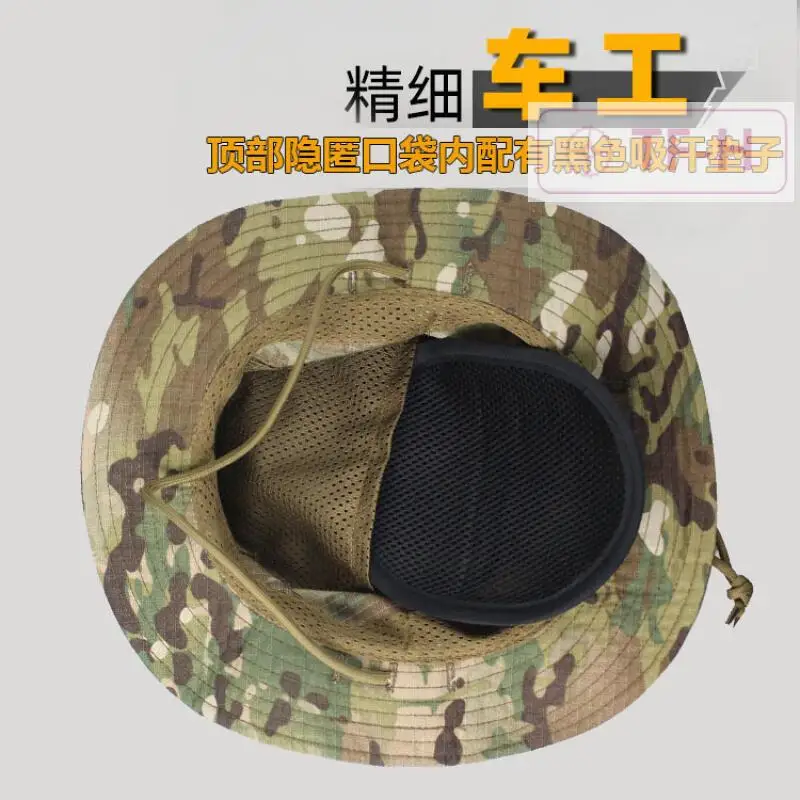 Cappello da Sole a Tesa Larga, Cappello a Secchiello per Pesca, Escursionismo, Arrampicata, Estivo, da Esterno, Regolabile, Tattico, Mimetico, Boonie Cap, Caccia, Protezione Solare - immagine 3