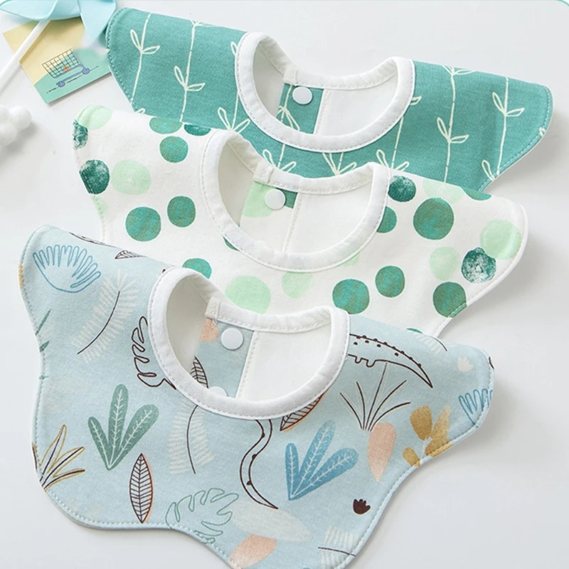 

N80C Baby Infants Feeding Bib Soft Cotton Bandana Waterproof Saliva Towel Toddler 360 Degree Rotation Drool Bibs Scarf