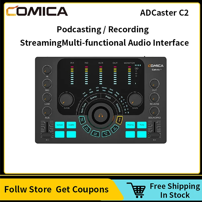 

Comica ADCaster C2 Audio Interface Streaming Podcasting Recording Multi-functional Interface for Computers Mobile Phone