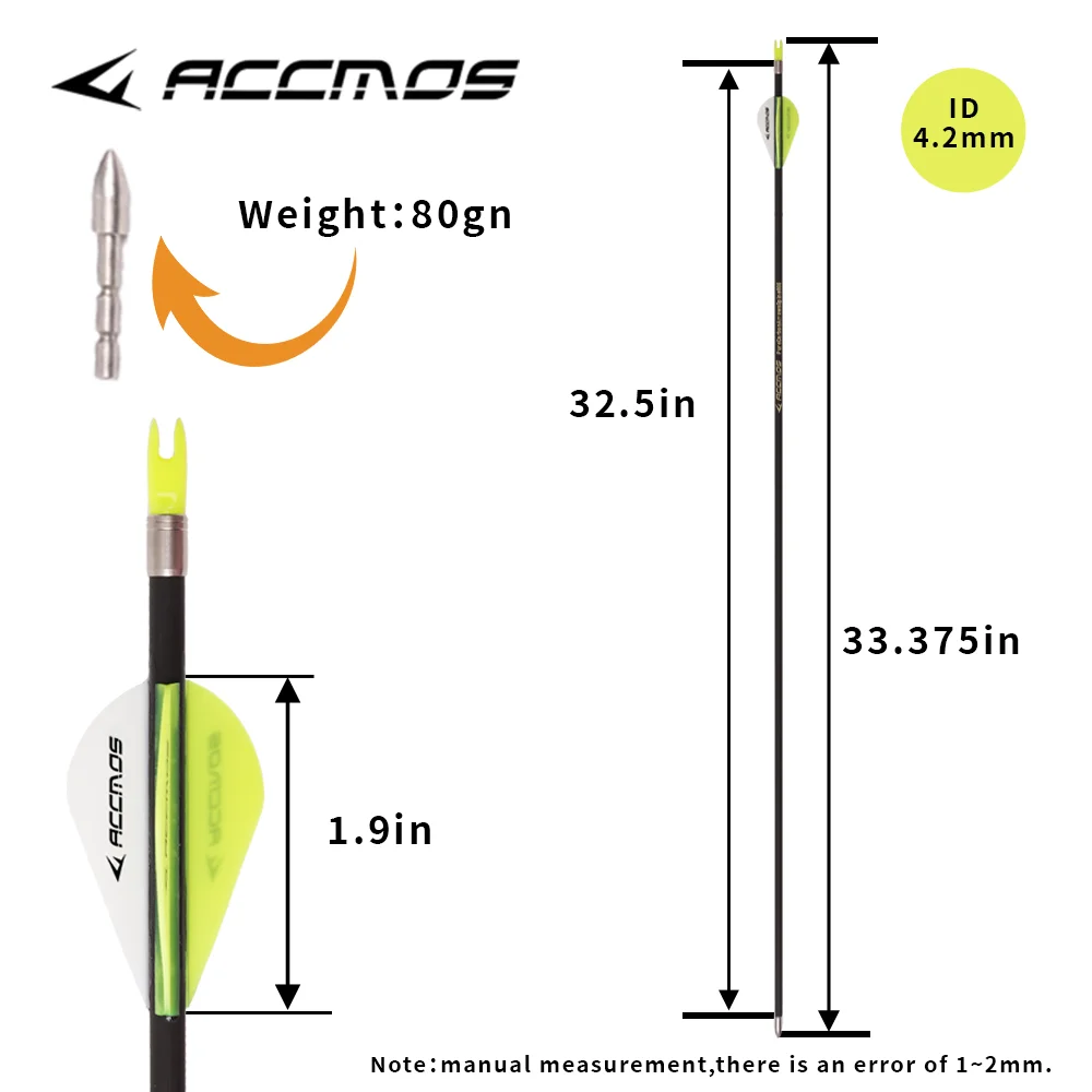 Archery Arrows 6/12/18PCs ID4.2 Pure Carbon Arrow Spine 700 800 900 1000 1100 1300 1500 1800 Shafts for Archery Hunting Recurve Compound Arrow
