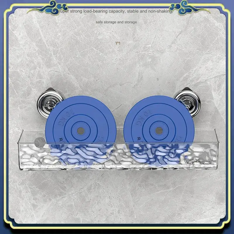 No-Drill, Light Luxury Style Glacier Pattern Suction Cup Shelf,Bathroom Shower Organizer Easy Install Transparent Fan Style