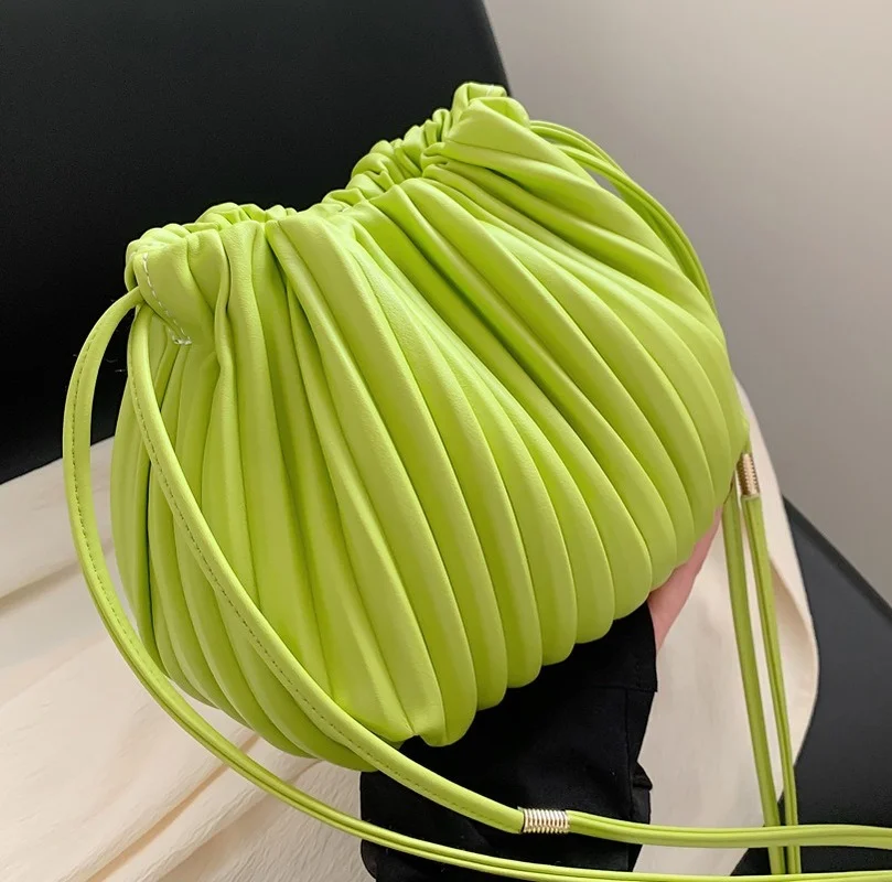 

Высококачественные женские сумки на плечо, кошелек, кожаные маленькие сумки через плечо, модная женская сумка со складками, дизайнерские роскошные сумки-ведра