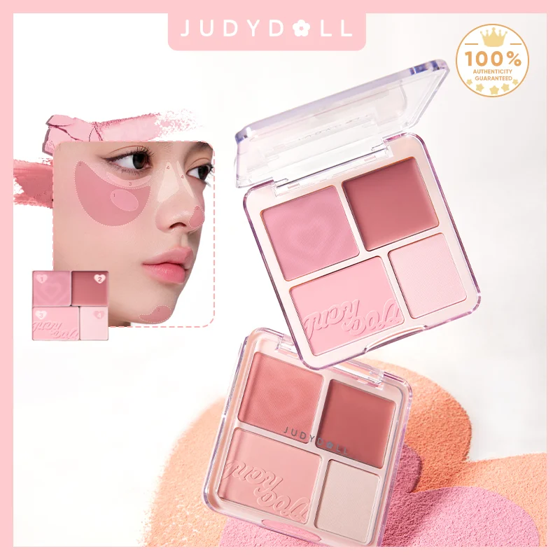 Judydoll 2-in-1 Blush & Highlighter Palette Blush Cream Radiant Matte Highlighter Versatile Palette Gift for Friends Date blush cream cream blusher facial blusher