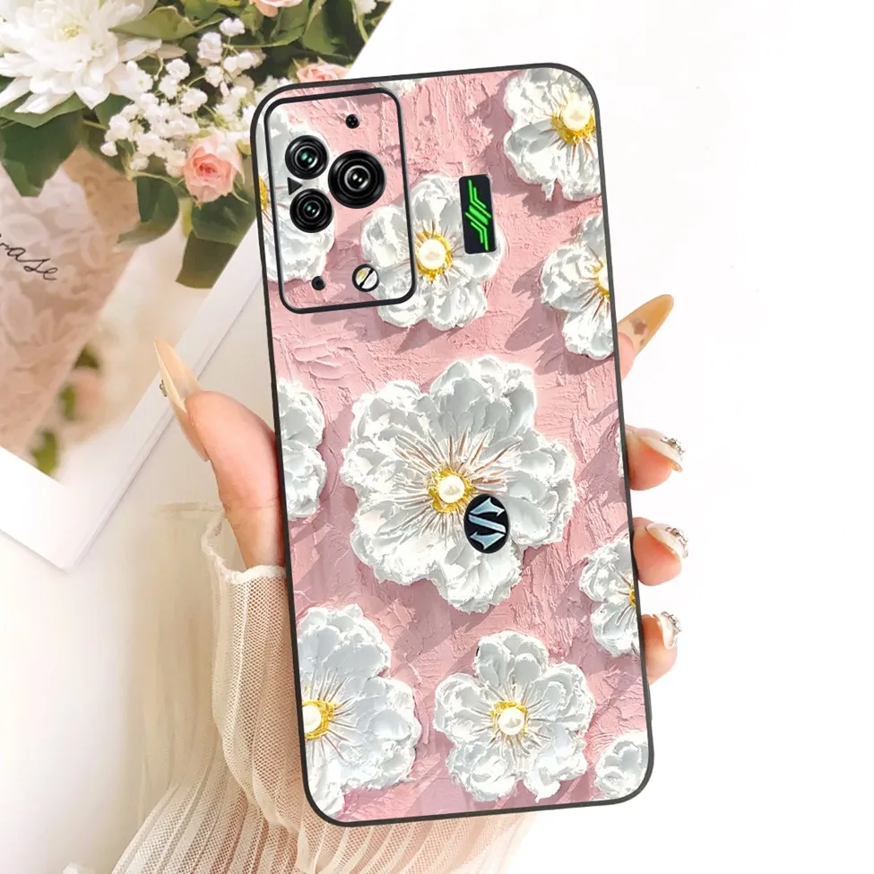 Cute Cat & Butterfly Design Silicone Case - Black Shark 5 Pro