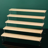 Wood Acrylic Display Stand Display Riser Shelf for Cupcake Perfume Animation Figure Doll Blind Box Shelves Organizers 2