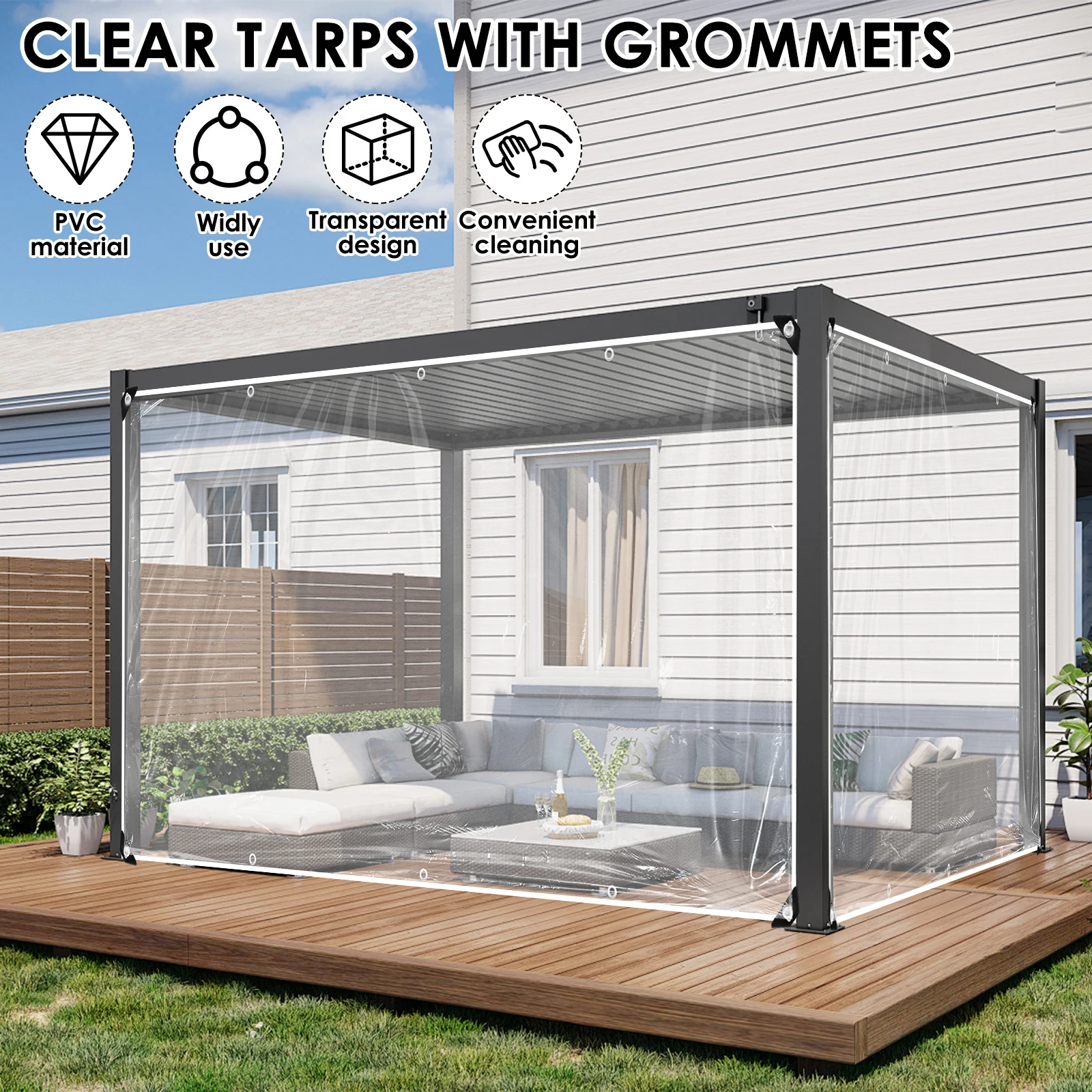 Waterproof Transparent Tarp Curtain Cover