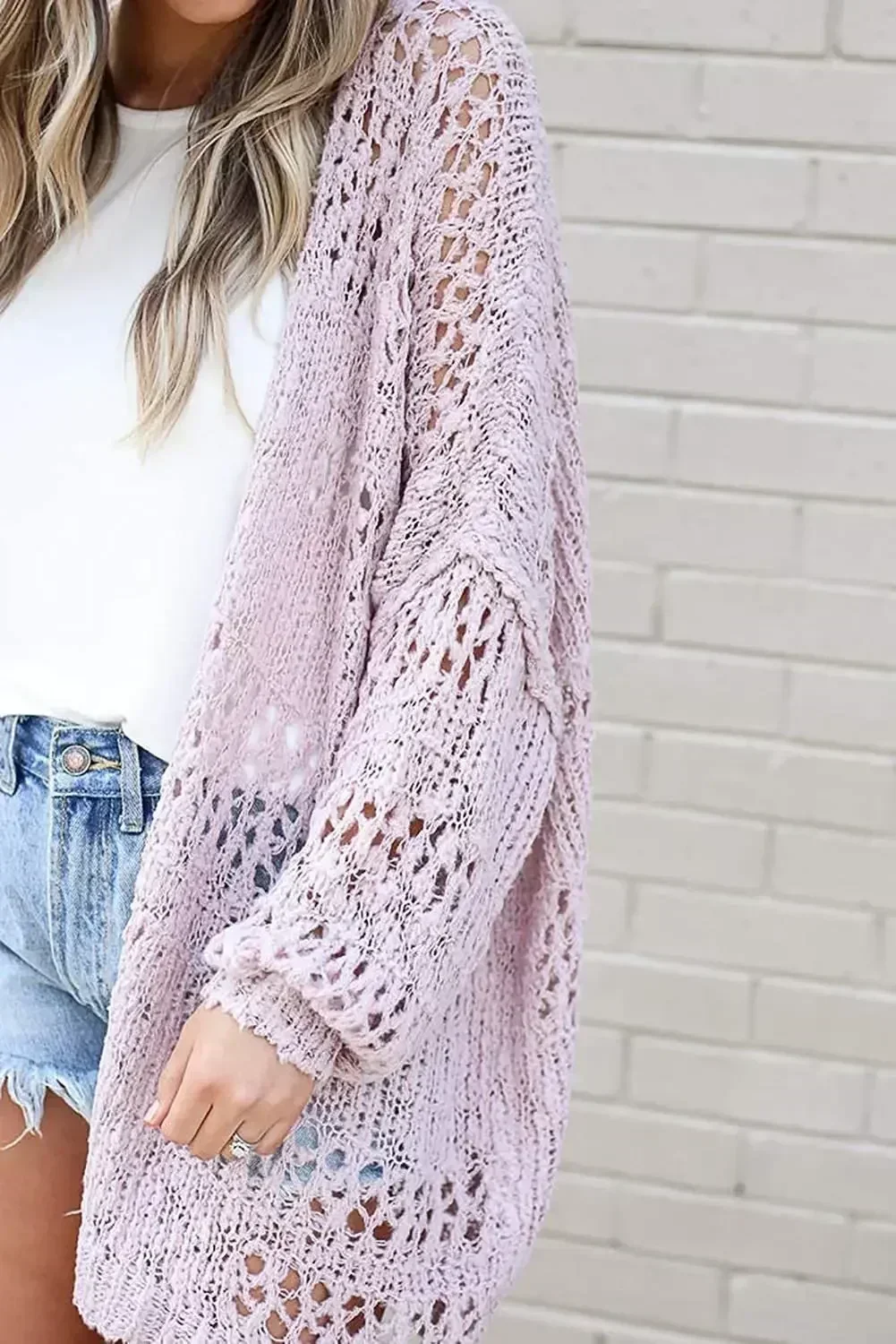 long crochet cardigan Women Cardigan Open stitch Sweater Hollow out Long Sleeve cardigan for women autumn solid outwear clothes images - 6