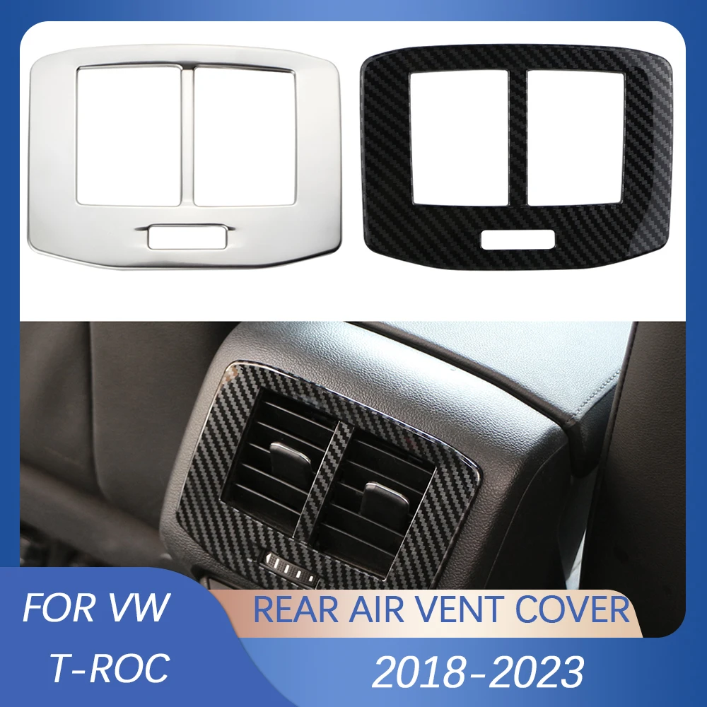 탄소 섬유 자동차 후면 팔걸이, 에어 벤트 배출구 프레임 트림, 폭스바겐 T Roc VW T-ROC 2018-2023 자동차 액세서리