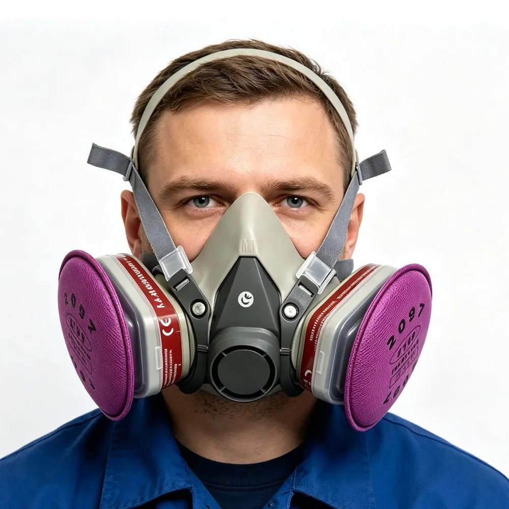 Vue de dessus du Masque Anti-Poussière 6200 montrant les attaches et le système de filtration.