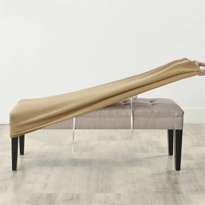 Elastic Ottoman Cover - Solid Color Removable Home Decor Bench Seat Protection