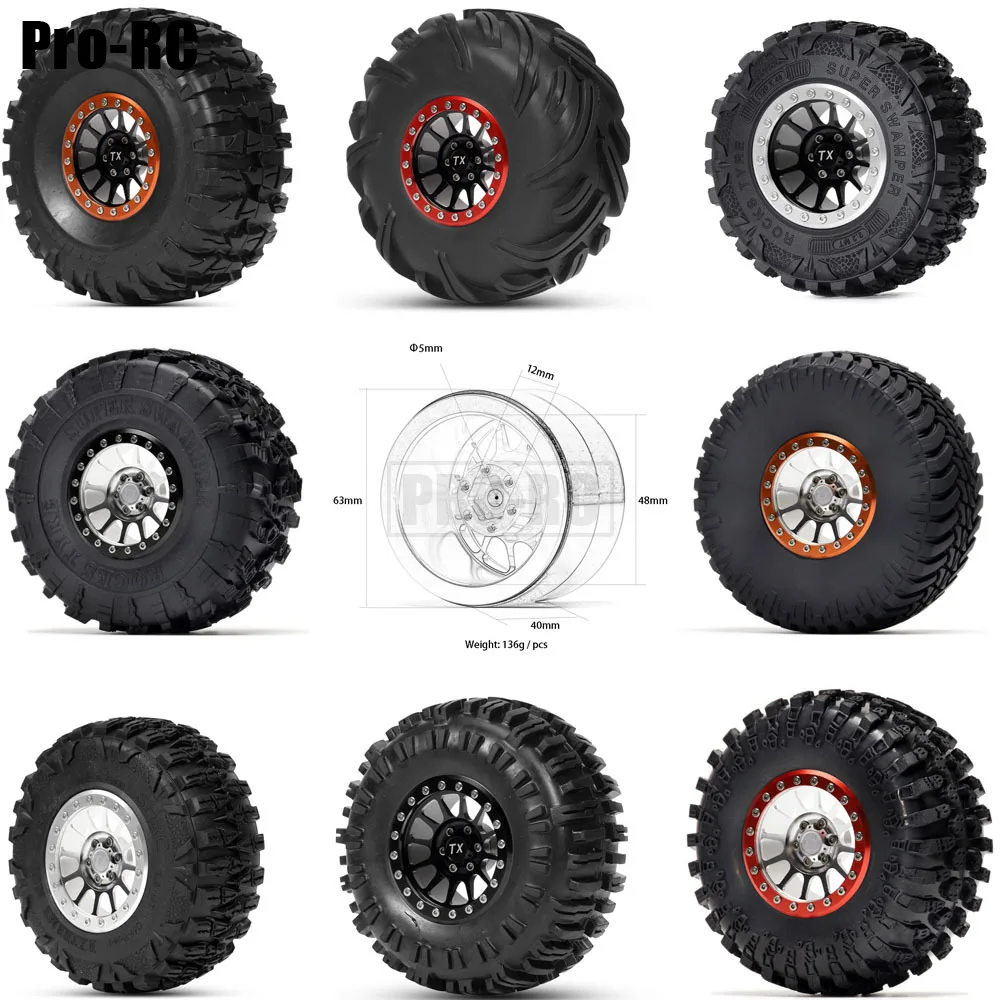 

2.2" 12-Spoke Alloy 63*48*40 Beadlock Wheels Hub Rim for 1/10 Axial SCX10 SCX10 II 90046 RR10 TRX-4 KM2 YETI RC Crawler Car Part