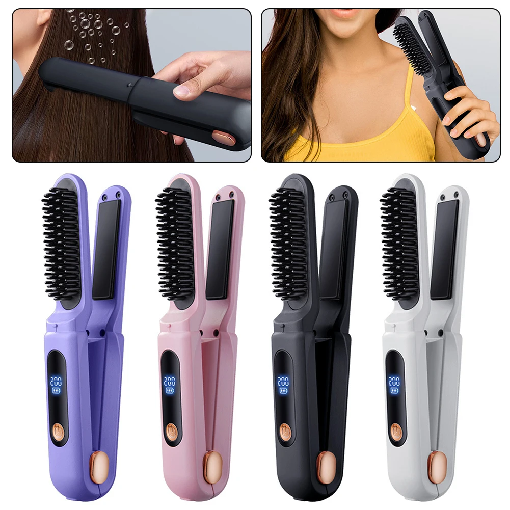 2 in 1 digital straightening comb, 3 adjustable temperature flat hair straighteners for women.