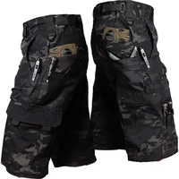 Mens Cargo Shorts Summer Tactical Cropped Trousers Outdoor Waterproof Multi-pocket Bermudas Pants Camo Ripstop Hiking