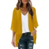 Fashion Solid Cardigans Women's Summer Blouse 2024 Casual Long Sleeve Blusas Female Thin Tunic Tops Kimono Cape 1