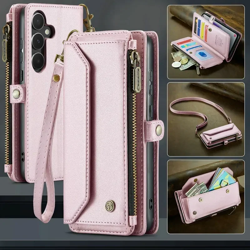 RFID Secure Crossbody Zipper Wallet Bag with Card Holder