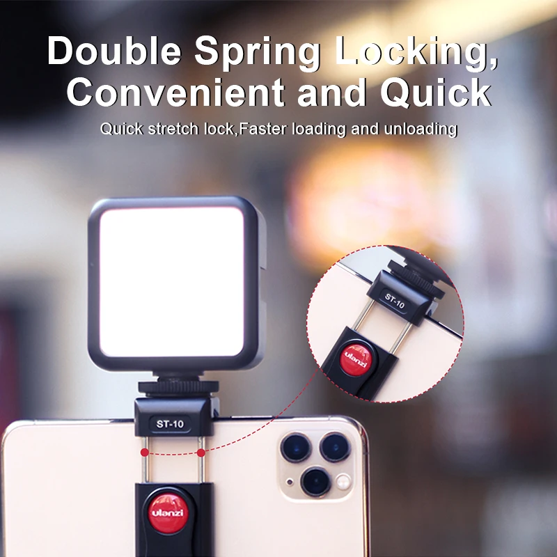 ULANZI ST-10 360 회전 금속 휴대폰 삼각대 마운트 홀더, 마이크 라이트, 캐논, 니콘, , DSLR 카메라, 스마트폰용 콜드 슈 포함