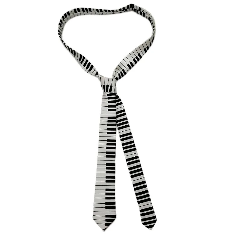 Classic Musical Notes Tie - Silky Narrow Necktie for Piano  Guitar Lovers