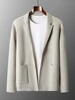 ANGEL Men's Turn-down Collar Cardigan 100% Merino Wool Sweaters Smart Casual Thick Knit Jacket  Autumn Winter Warm Cashmere Coat 1
