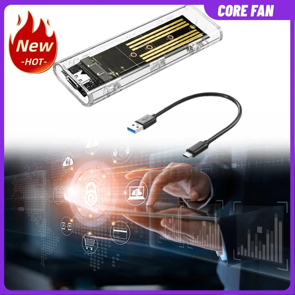 External Hard Drive Case M.2 NGFF SATA Type C 3.1 Transparent External SSD Case 10Gbps SSD Enclosure External Adapter for 2230/2242/2260/2280