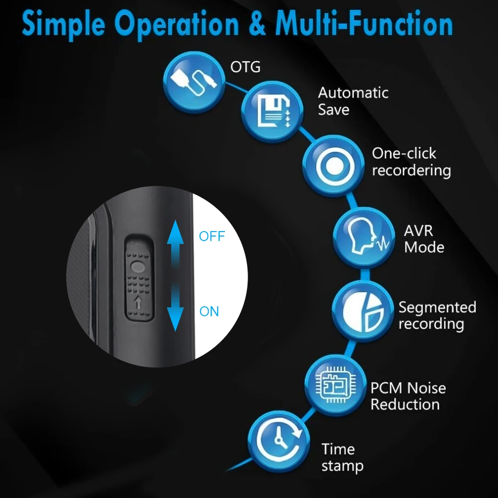Voice Recorder Mini Digital Audio Recorder Professional USB Pen Voice Activated Noise Reduction Record Dictaphone Long Time Audio Recorder Pen