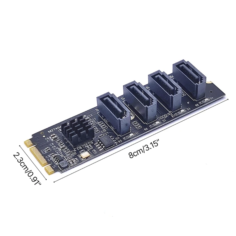 M.2 PCIE 라이저 카드용 4포트 NVME 확장 카드 ASM1064 6GB/S 어댑터 4x SATA3.0 라이저 확장